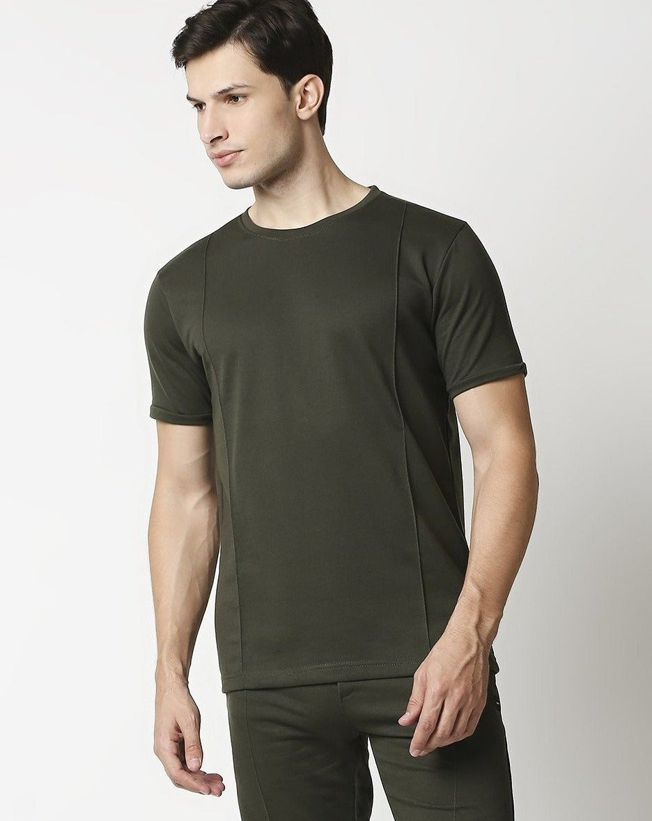 Fostino Beijing Dark Green Round Neck T-Shirt - Fostino - T-Shirts