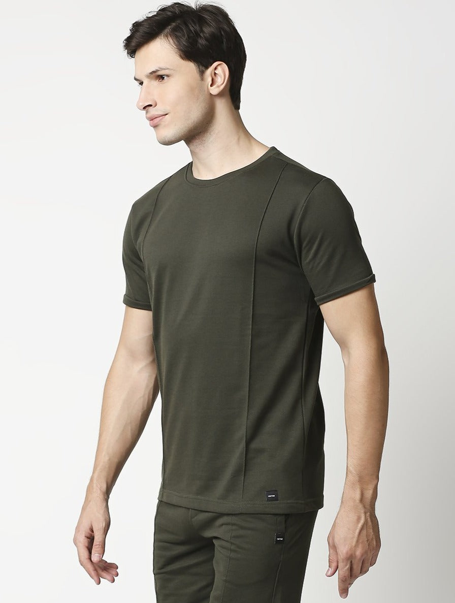 Fostino Beijing Dark Green Round Neck T-Shirt - Fostino - T-Shirts