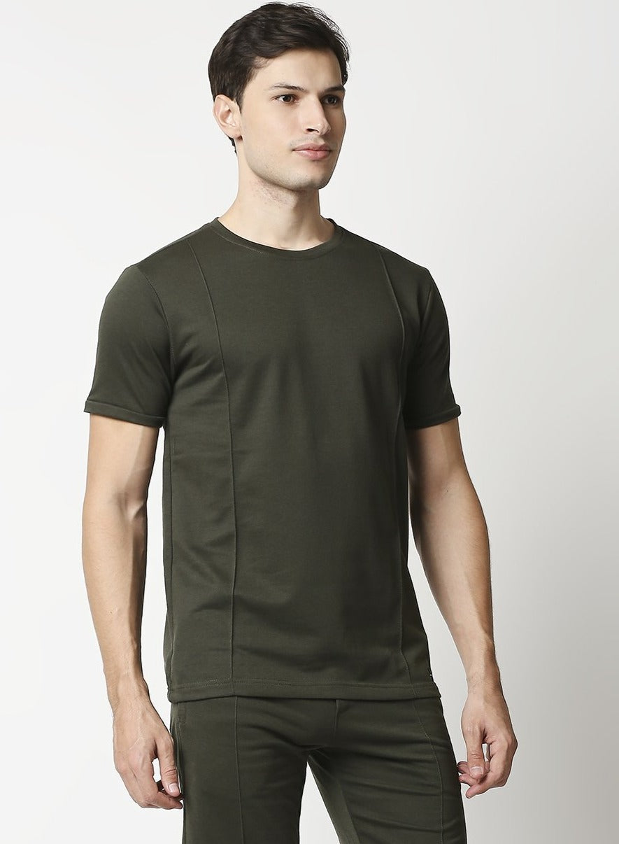 Fostino Beijing Dark Green Round Neck T-Shirt - Fostino - T-Shirts
