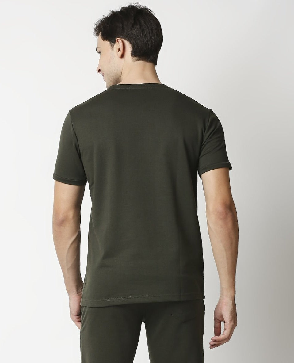Fostino Beijing Dark Green Round Neck T-Shirt - Fostino - T-Shirts