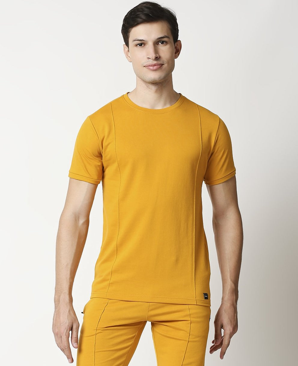 Fostino Beijing Mustard Round Neck T-Shirt - Fostino - T-Shirts