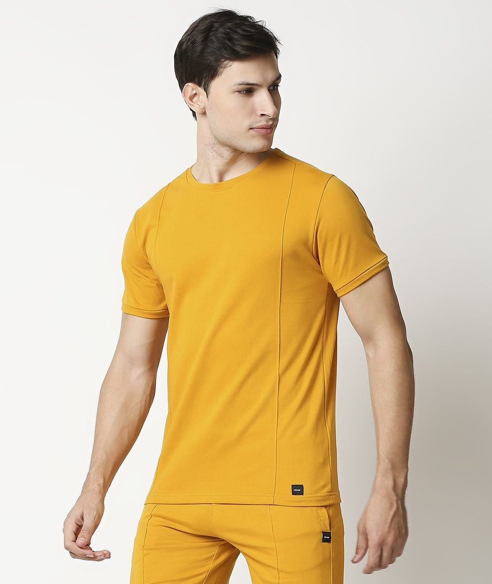 Fostino Beijing Mustard Round Neck T-Shirt - Fostino - T-Shirts