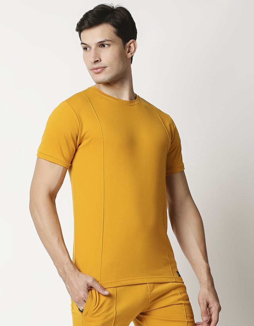Fostino Beijing Mustard Round Neck T-Shirt - Fostino - T-Shirts