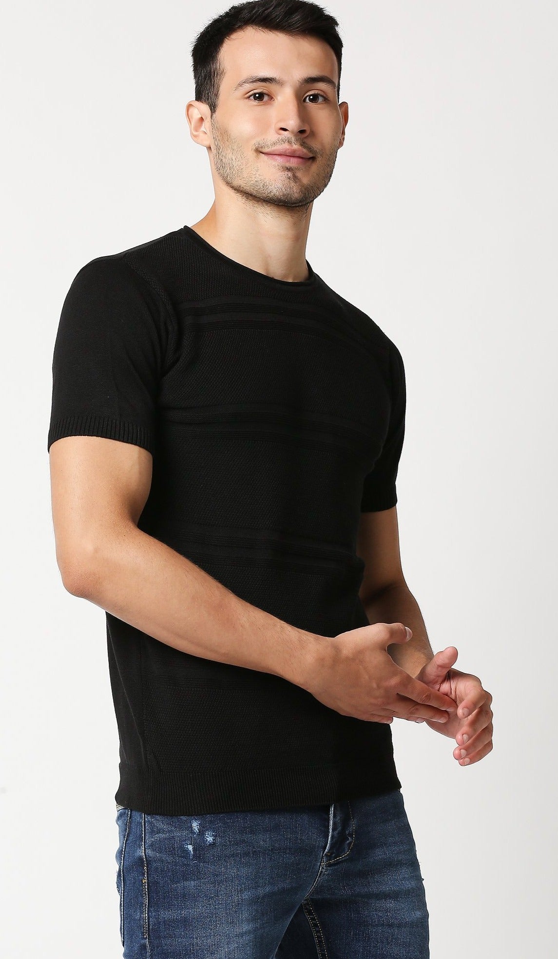 Fostino Escape Black Round Neck T-Shirt - Fostino - T-Shirts
