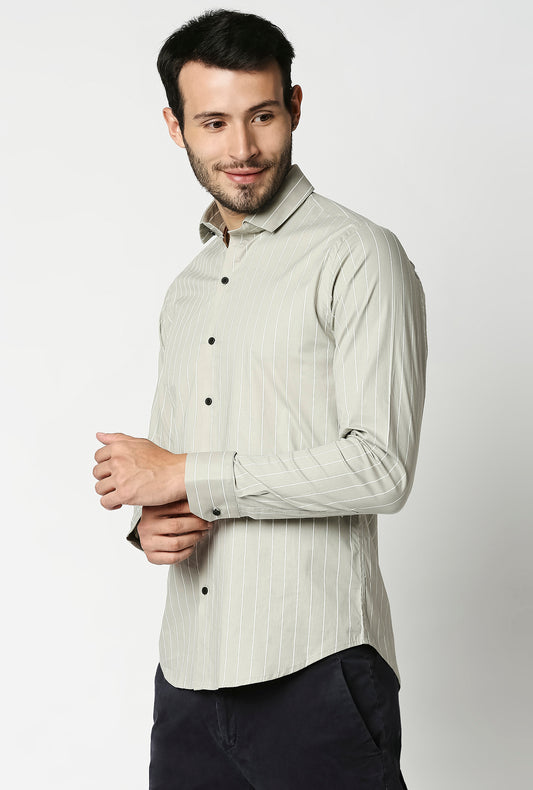 Fostino Stripes Grey Full Sleeves Shirt - Fostino - Shirts