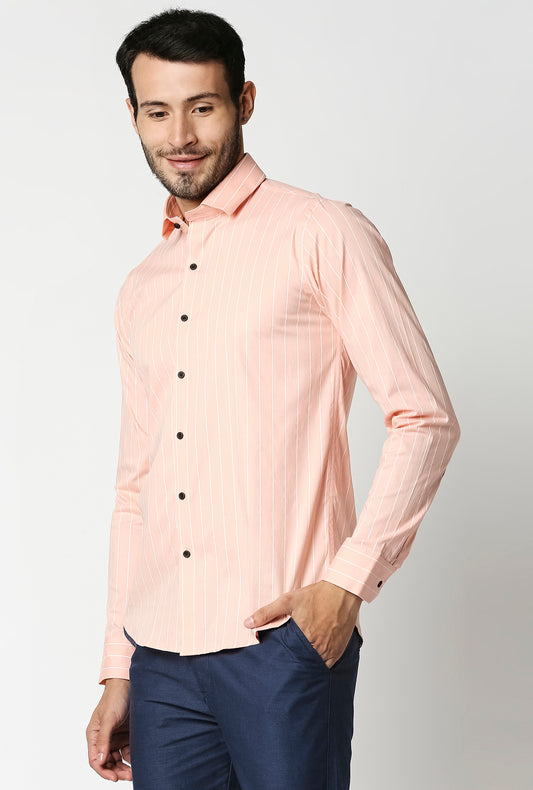 Fostino Stripes Pink Full Sleeves Shirt - Fostino - Shirts