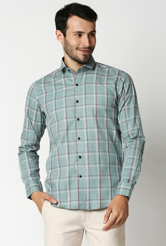 Fostino Checks Green Full Sleeves Shirt - Fostino - Shirts