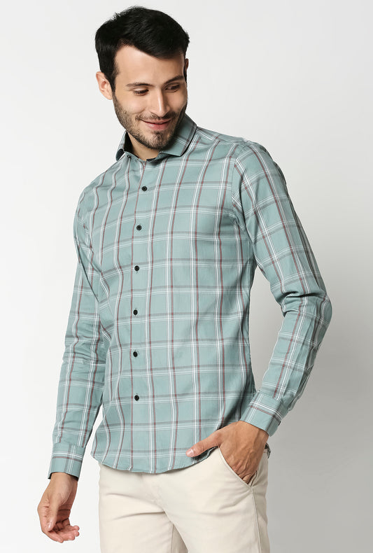 Fostino Checks Green Full Sleeves Shirt - Fostino - Shirts