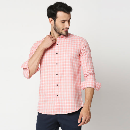 Fostino Pink Checks Full Sleeves Shirt - Fostino - Shirts & Tops