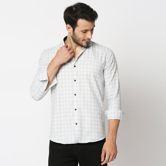 Fostino Grey Checks Full Sleeves Shirt - Fostino - Shirts & Tops