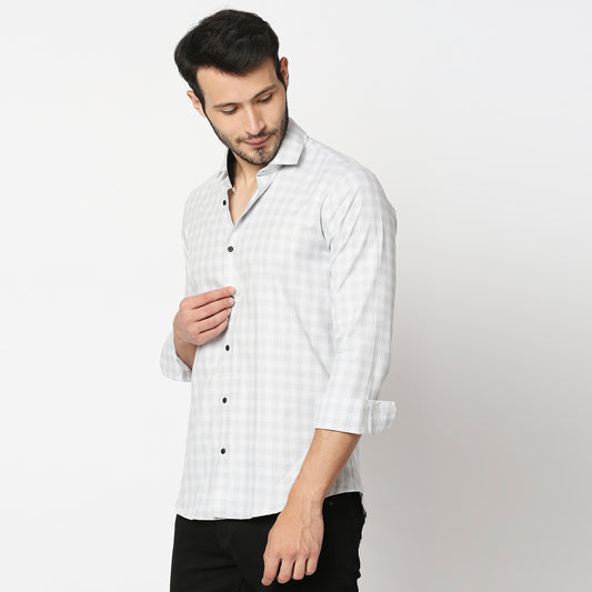 Fostino Grey Checks Full Sleeves Shirt - Fostino - Shirts & Tops