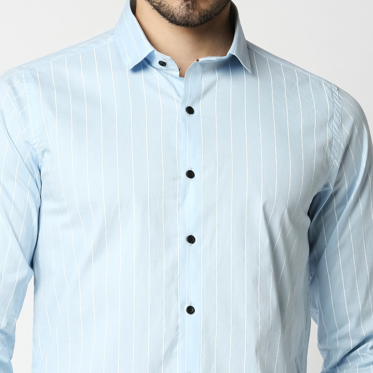 Fostino Stripes Light Blue Full Sleeves Shirt - Fostino - Shirts