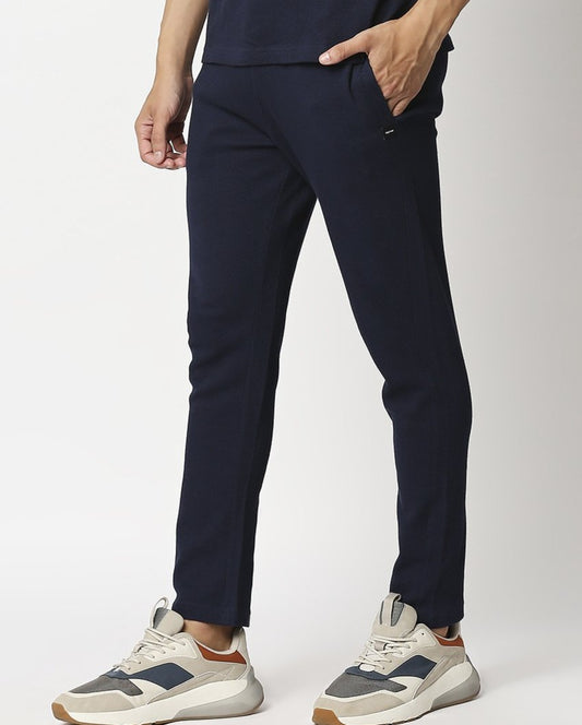 Fostino Navy Popcorn Track Pant - Fostino - Tracks