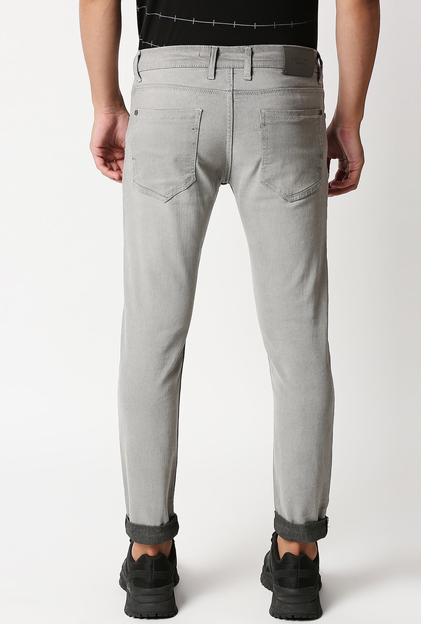 Fostino Distress And Repair Stretch Skinny Jeans In Grey - Fostino - Jeans