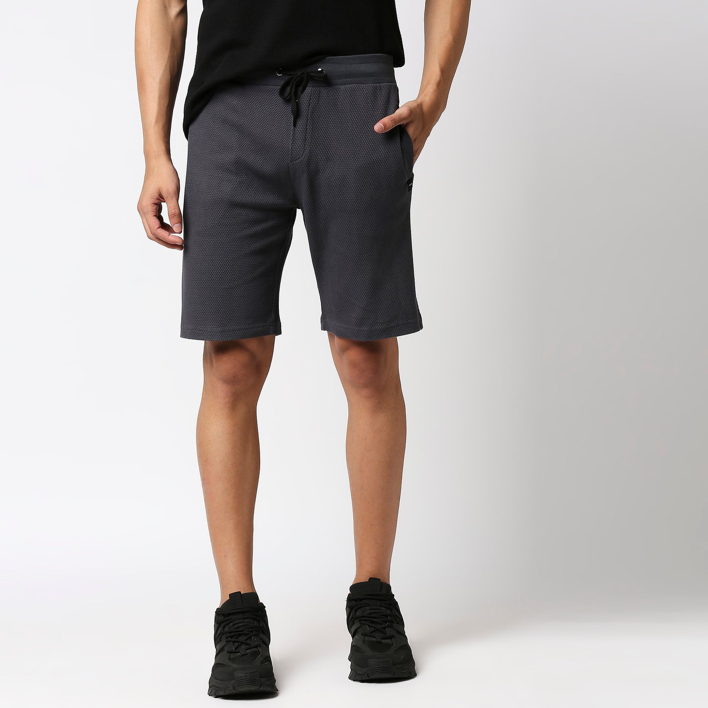 Fostino Dark Grey Popcorn Short - Fostino Shorts