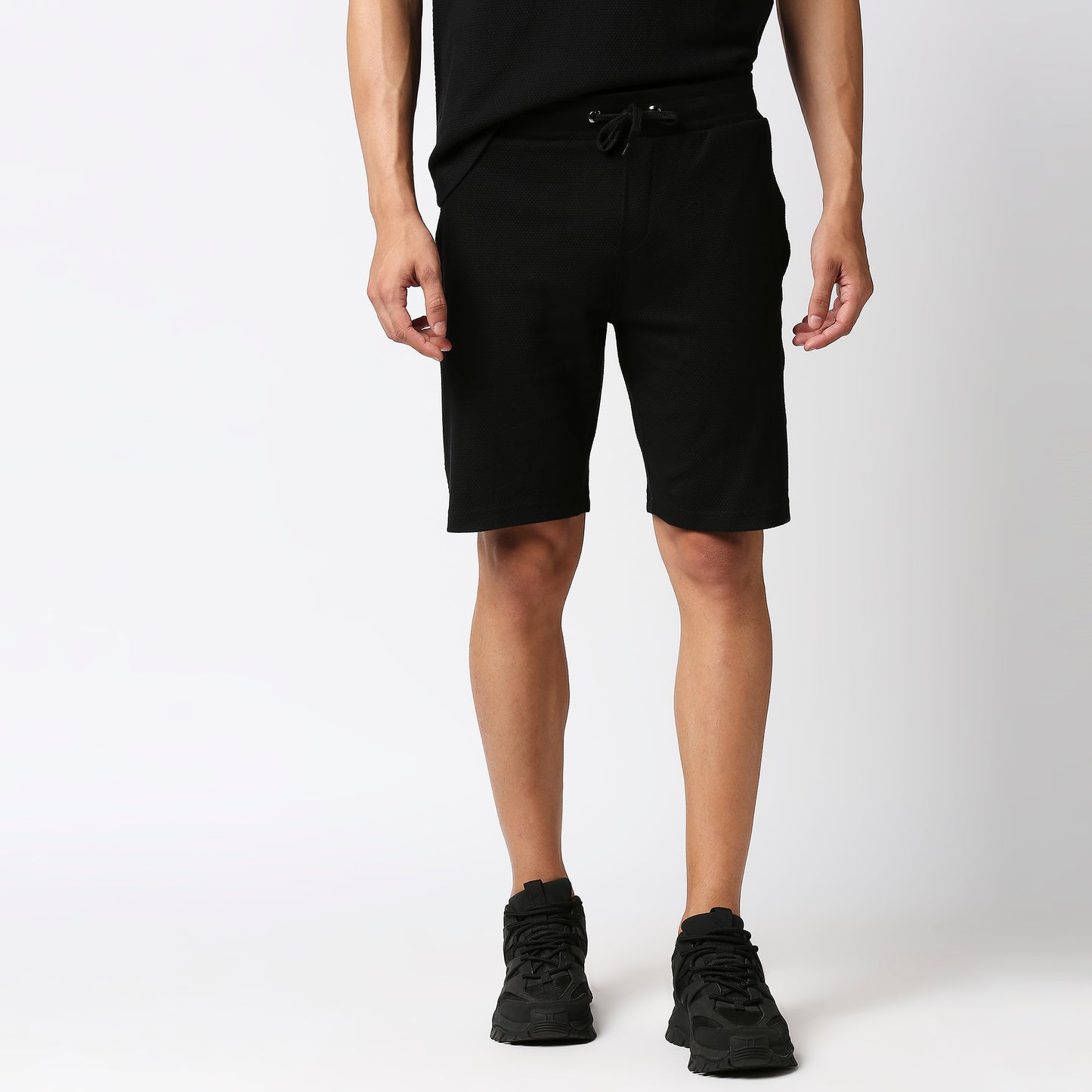 Fostino Black Popcorn Short - Fostino Shorts