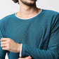 Fostino Teal Blue Knitted Full Sleeves T-shirt with Piping - Fostino - T-Shirts