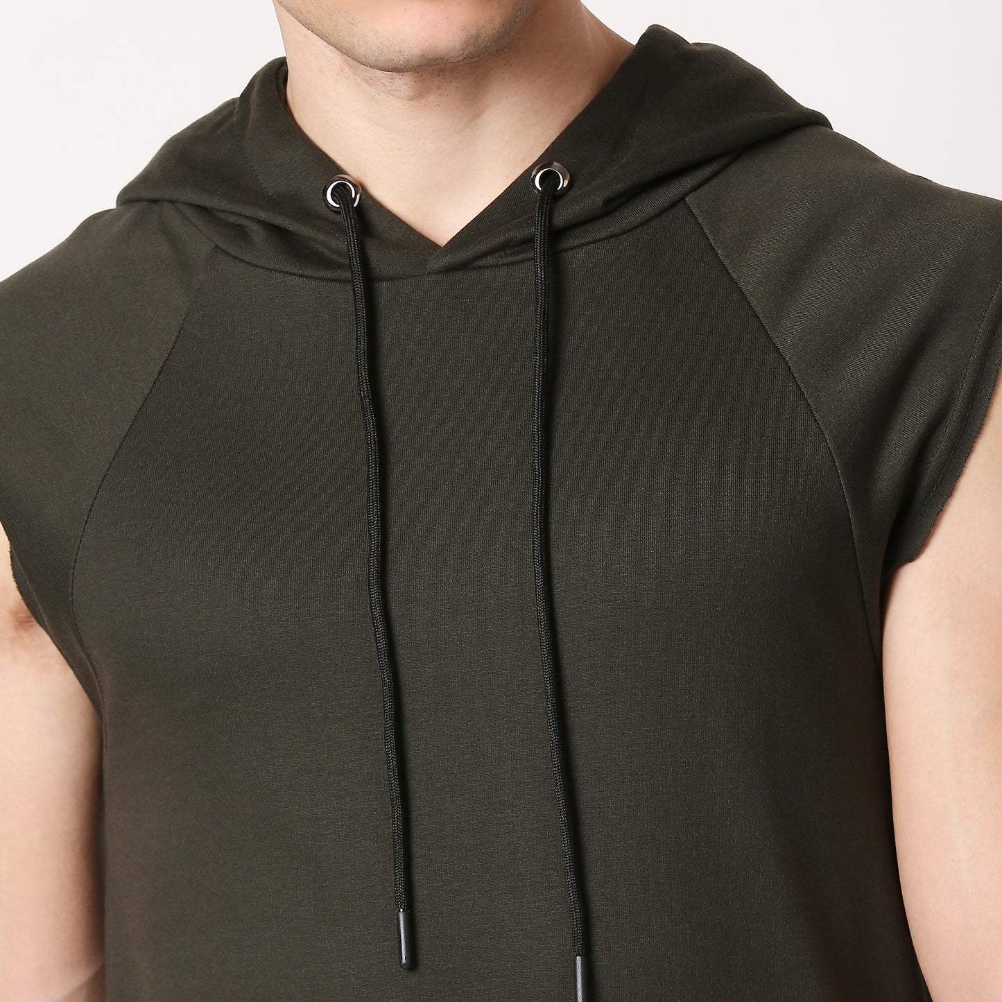 Fostino Dark Green Sleeveless Hood - Fostino - Hoodies