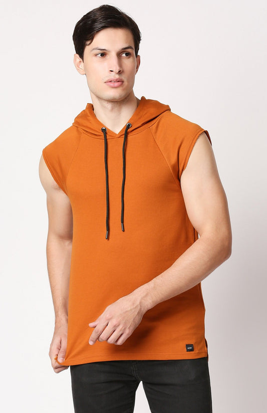 Fostino Rust Sleeveless Hood - Fostino - Hoodies