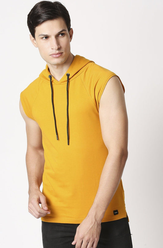 Fostino Mustard Sleeveless Hood - Fostino - Hoodies