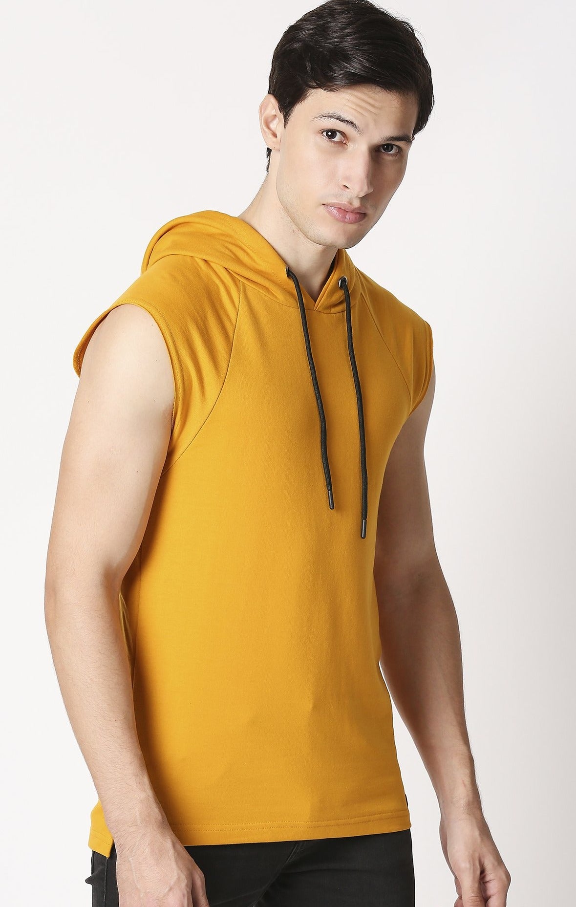 Fostino Mustard Sleeveless Hood - Fostino - Hoodies