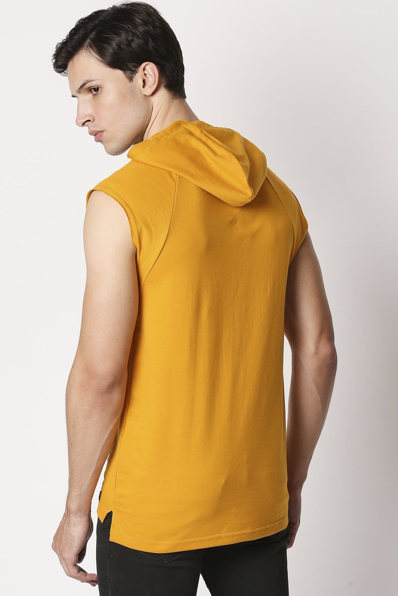 Fostino Mustard Sleeveless Hood - Fostino - Hoodies