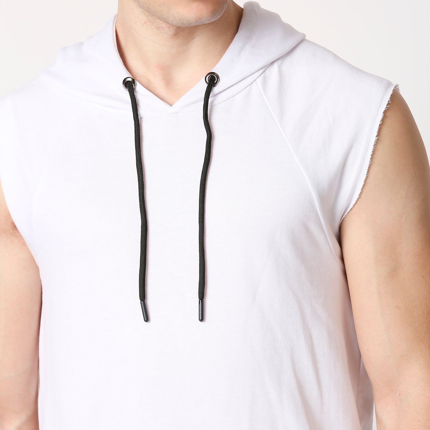 Fostino White Sleeveless Hood - Fostino - Hoodies