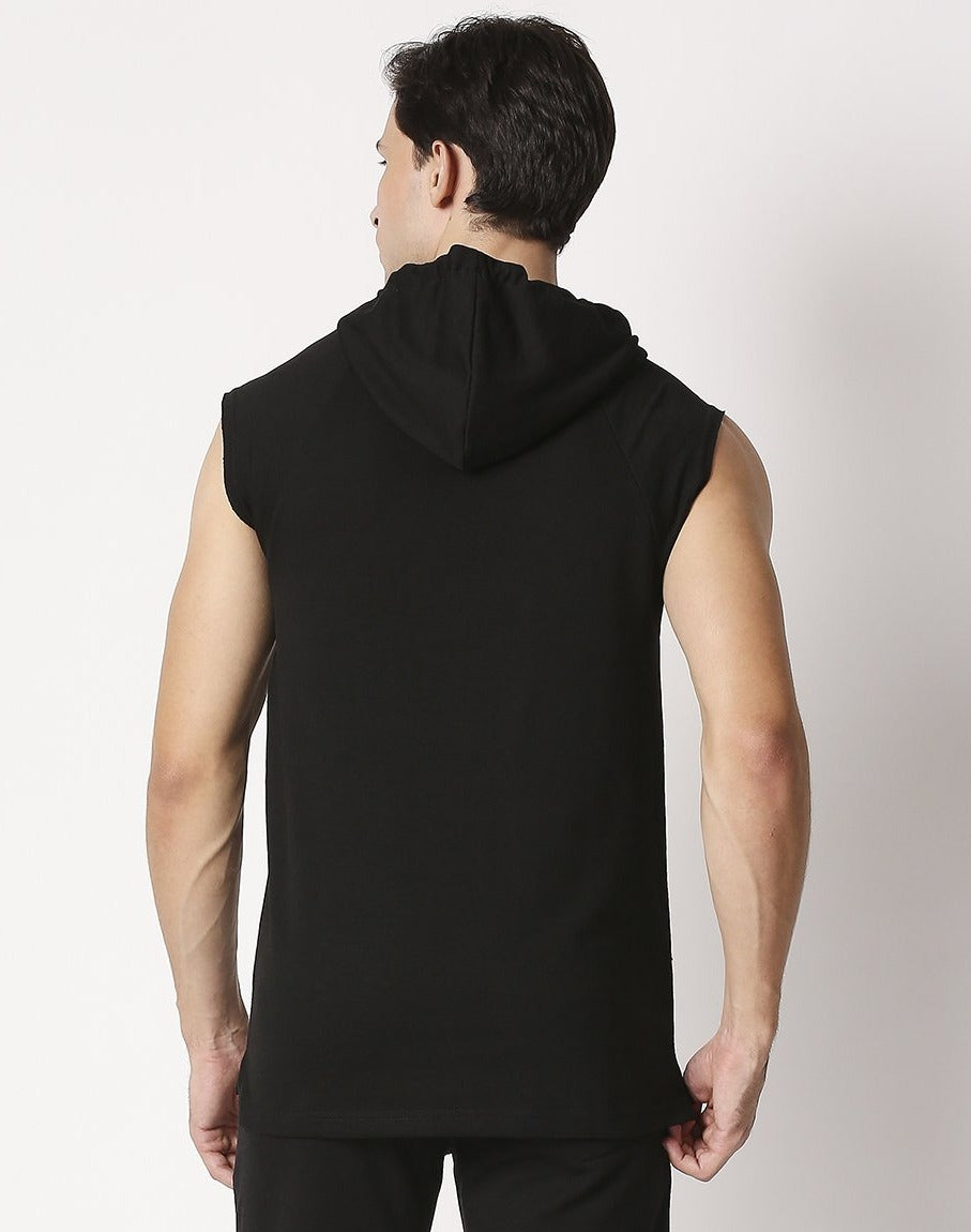 Fostino Black Sleeveless Hood - Fostino - Hoodies