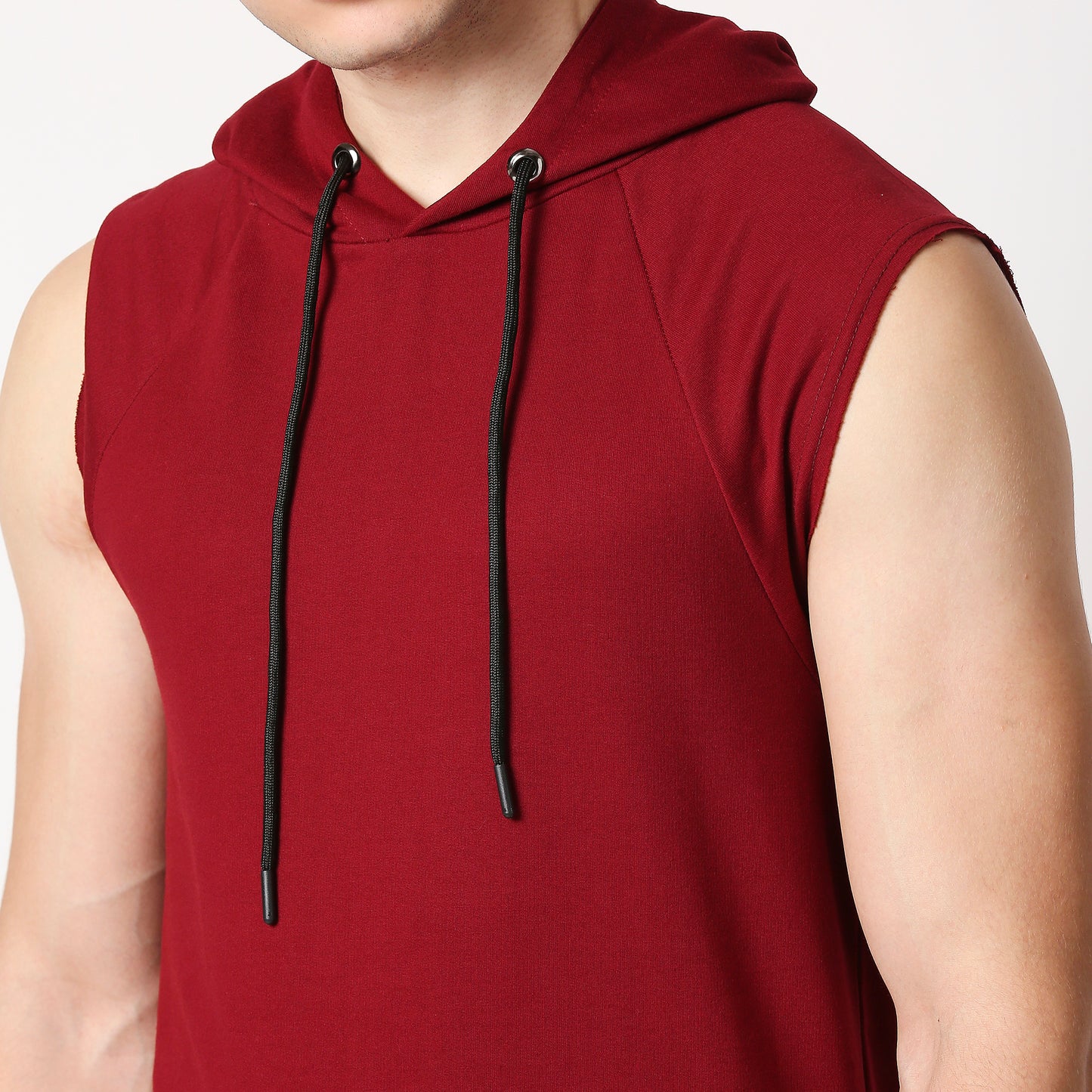 Fostino Maroon Sleeveless Hood - Fostino - Hoodies
