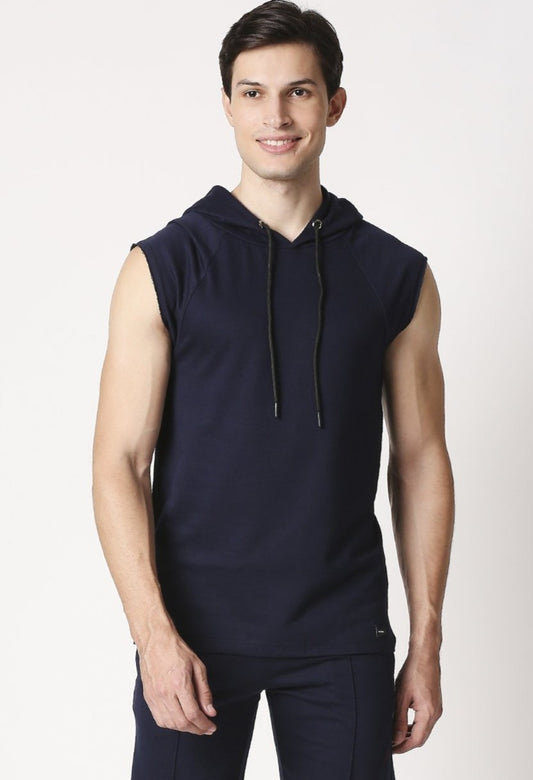 Fostino Navy Sleeveless Hood - Fostino - Hoodies