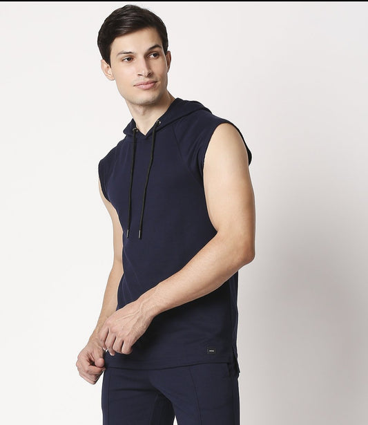 Fostino Navy Sleeveless Hood - Fostino - Hoodies