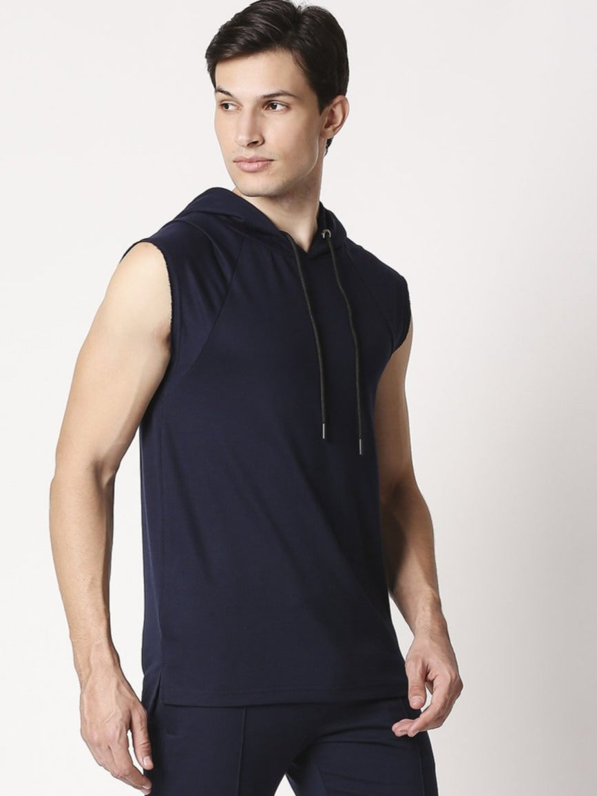 Fostino Navy Sleeveless Hood - Fostino - Hoodies