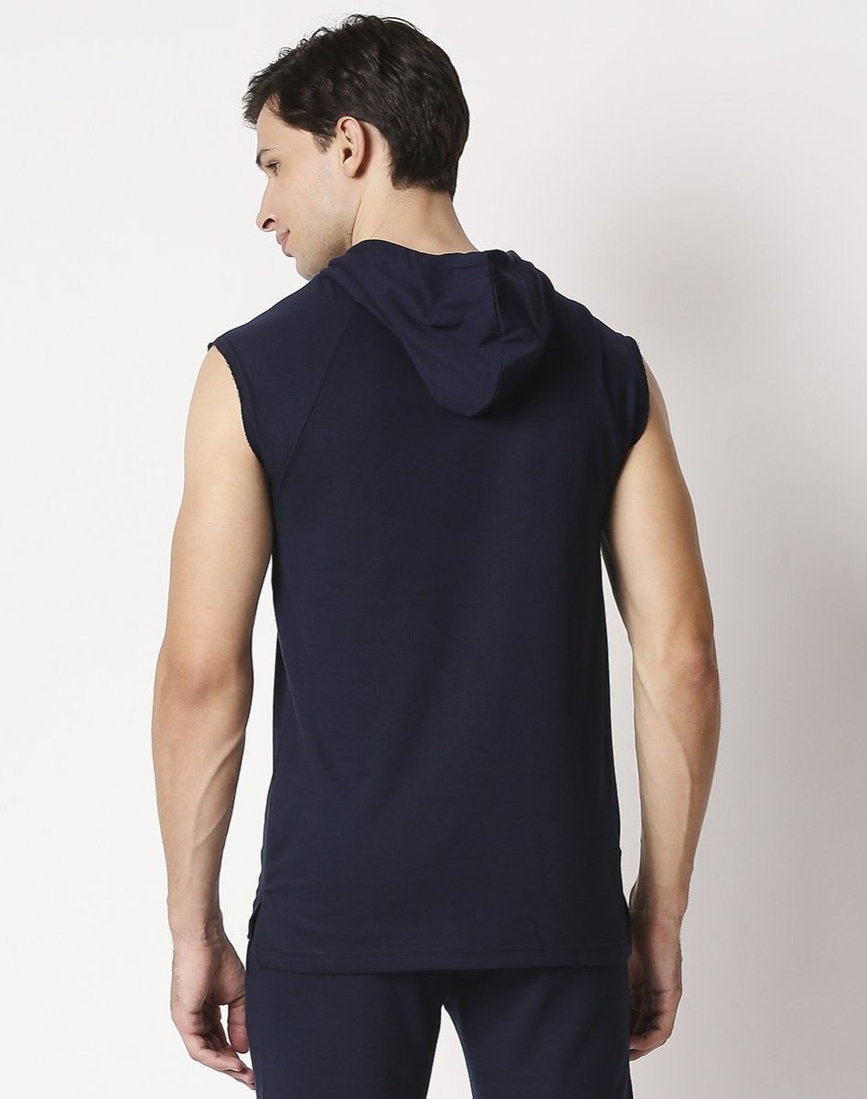 Fostino Navy Sleeveless Hood - Fostino - Hoodies