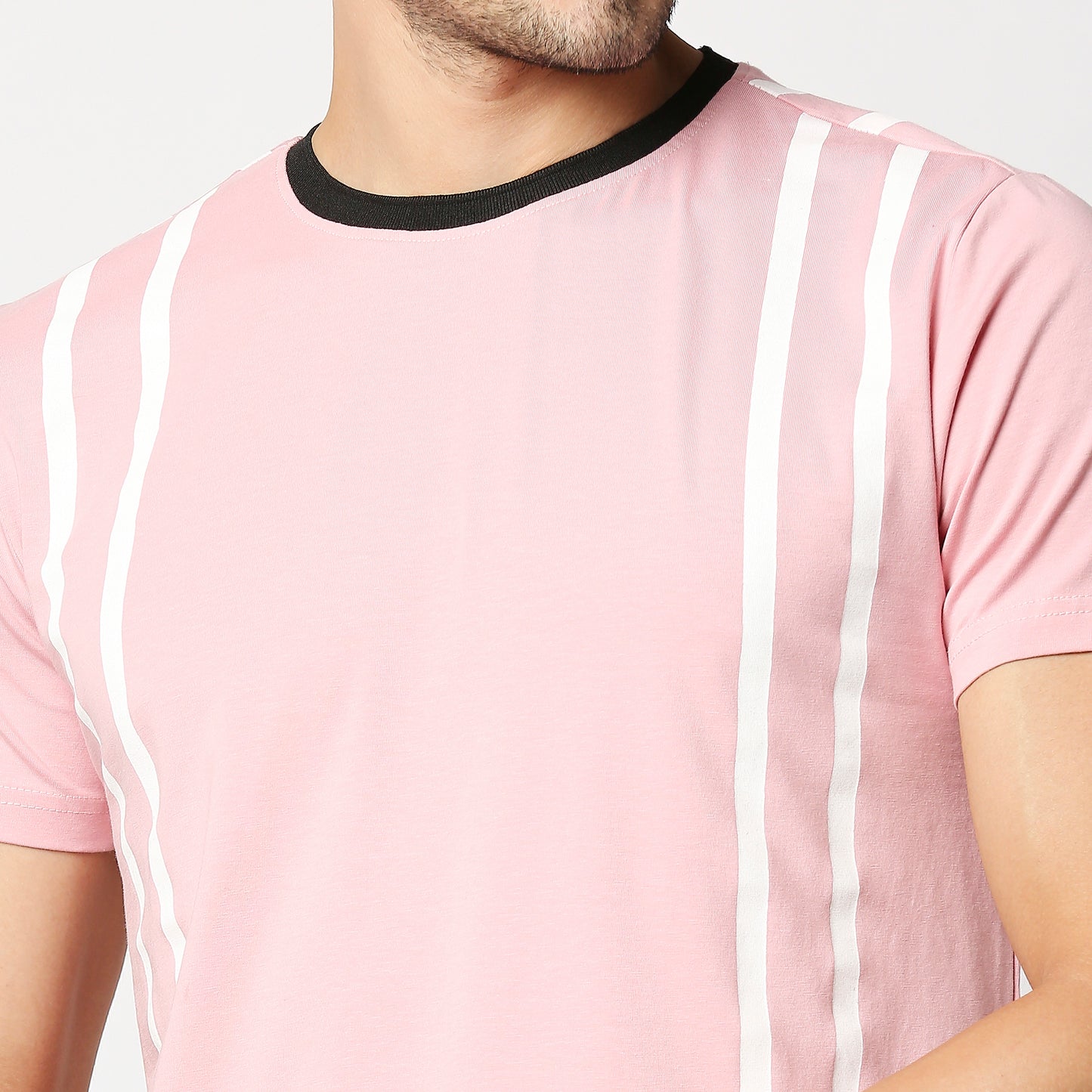 Fostino Suspender Pink Round Neck T-Shirt - Fostino - T-Shirts
