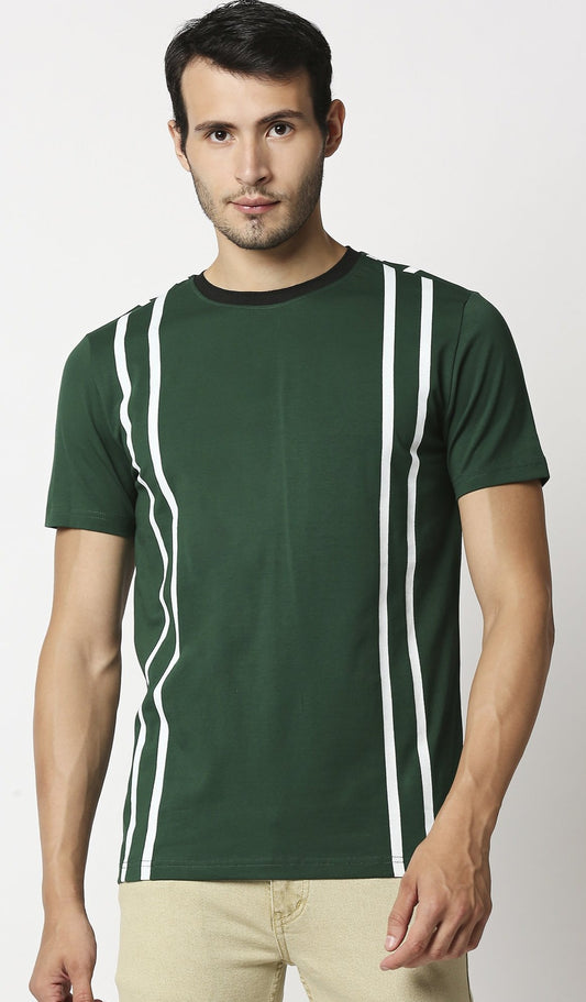 Fostino Suspender Dark Green Round Neck T-Shirt - Fostino - T-Shirts