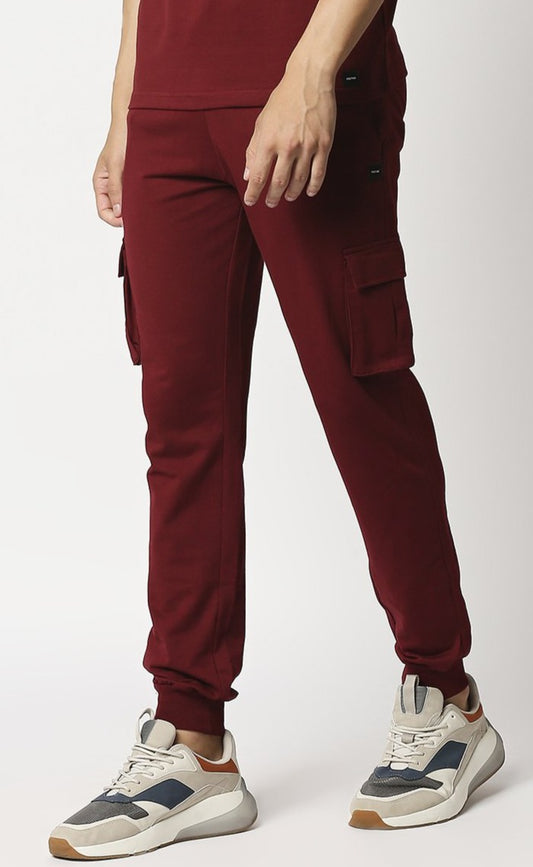 Fostino Ibu Maroon Cargo Jogger Track Pant - Fostino - Tracks