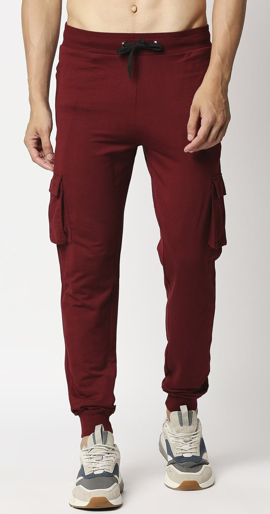 Fostino Ibu Maroon Cargo Jogger Track Pant - Fostino - Tracks