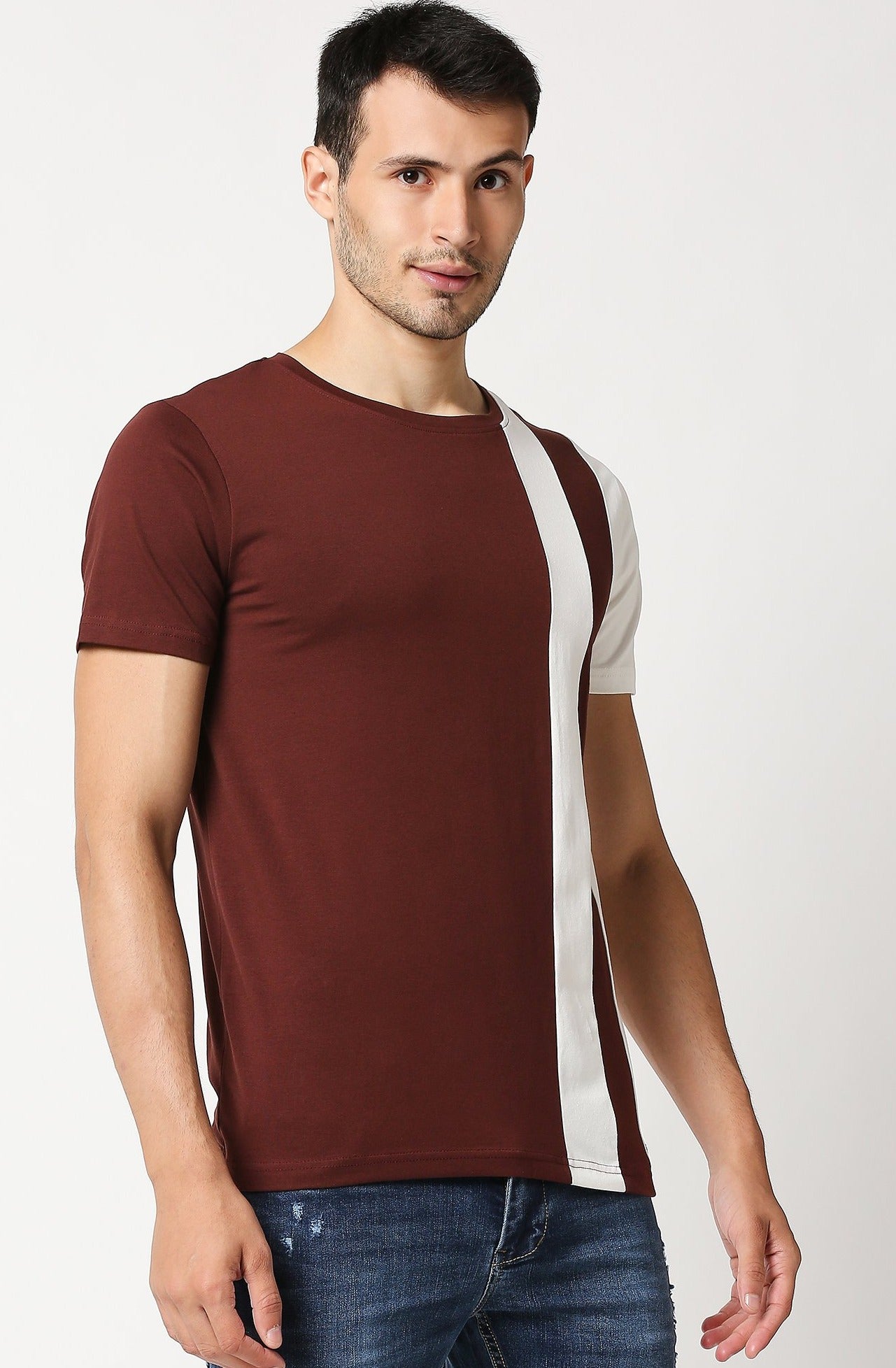 Fostino Salford Maroon Round Neck T-Shirt - Fostino - T-Shirts