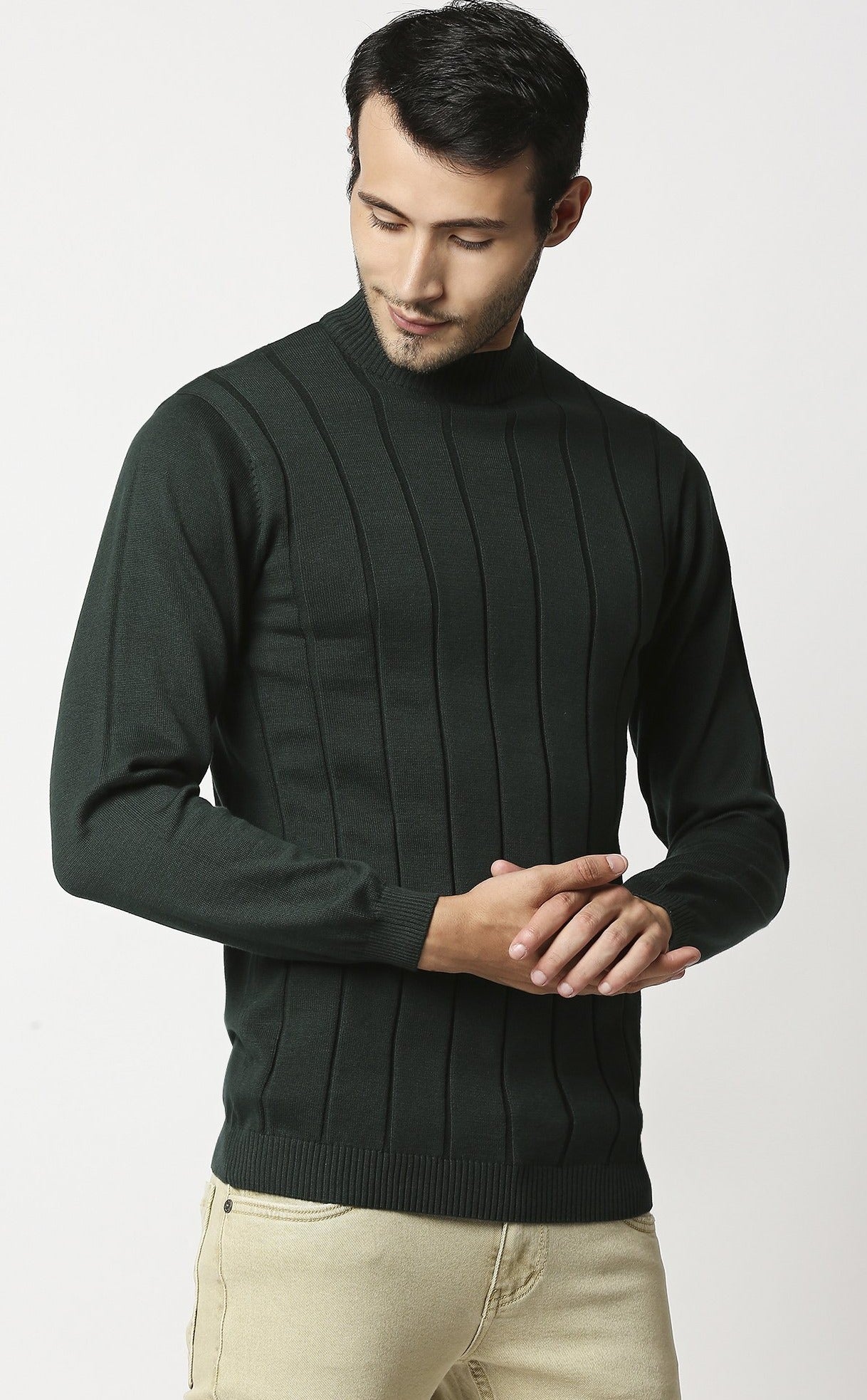 Fostino Tango Dark Green Turtle Neck T-Shirt - Fostino - T-Shirts