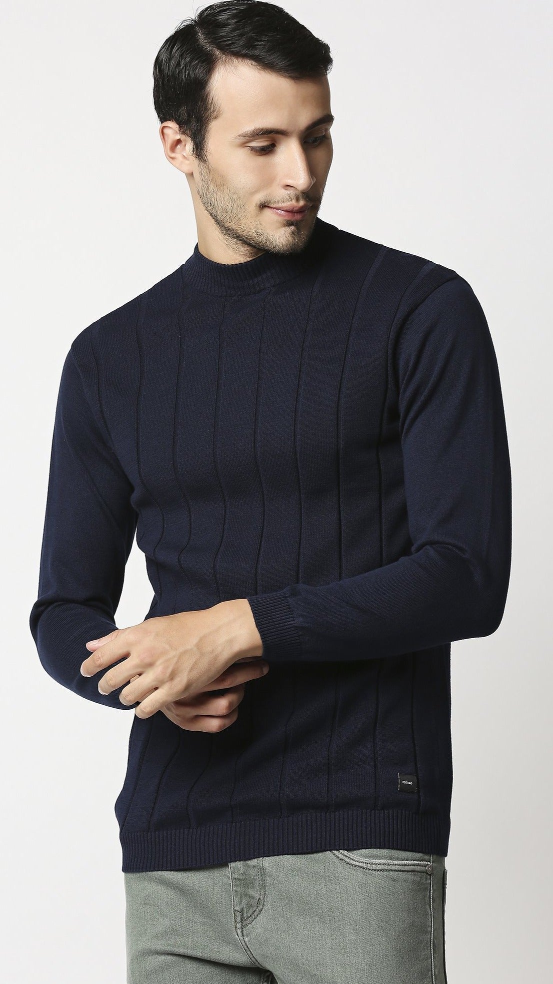 Fostino Tango Navy Turtle Neck T-Shirt - Fostino - T-Shirts