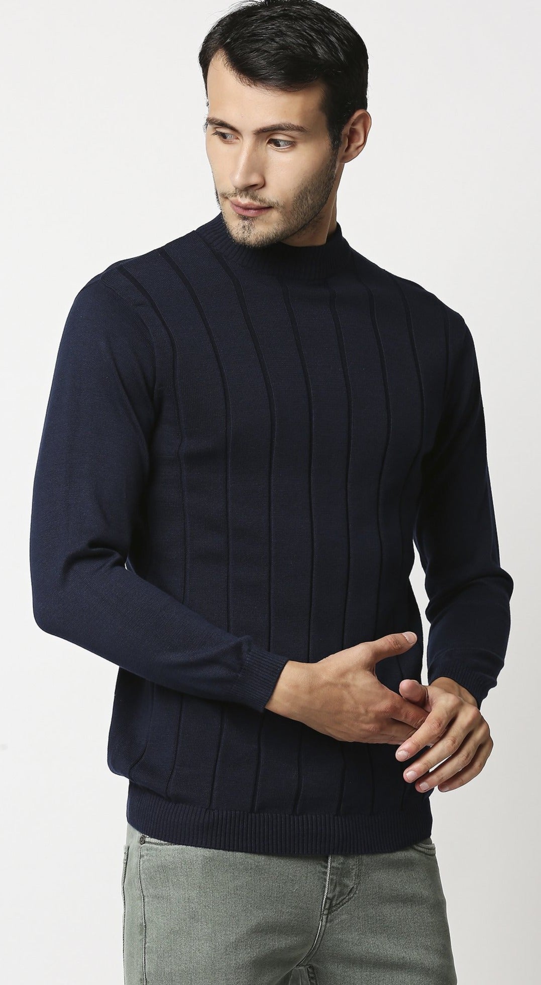 Fostino Tango Navy Turtle Neck T-Shirt - Fostino - T-Shirts