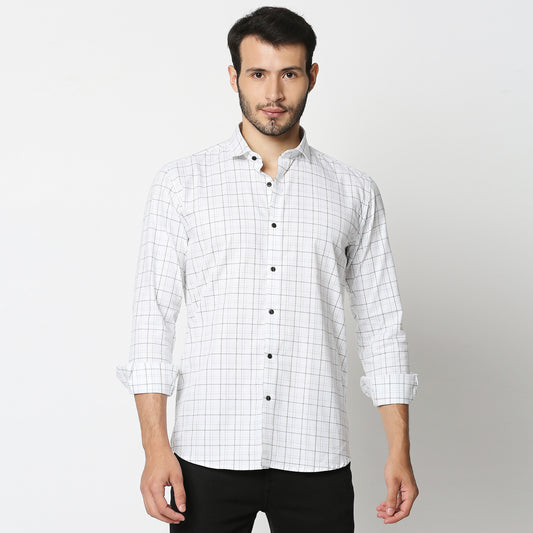 Fostino White Checks Full Sleeves Shirt - Fostino - Shirts & Tops
