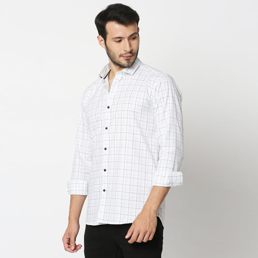 Fostino White Checks Full Sleeves Shirt - Fostino - Shirts & Tops