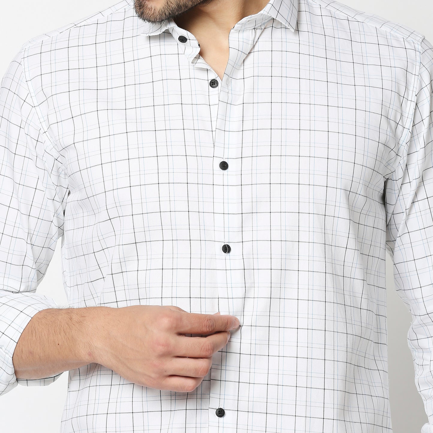 Fostino White Checks Full Sleeves Shirt - Fostino - Shirts & Tops