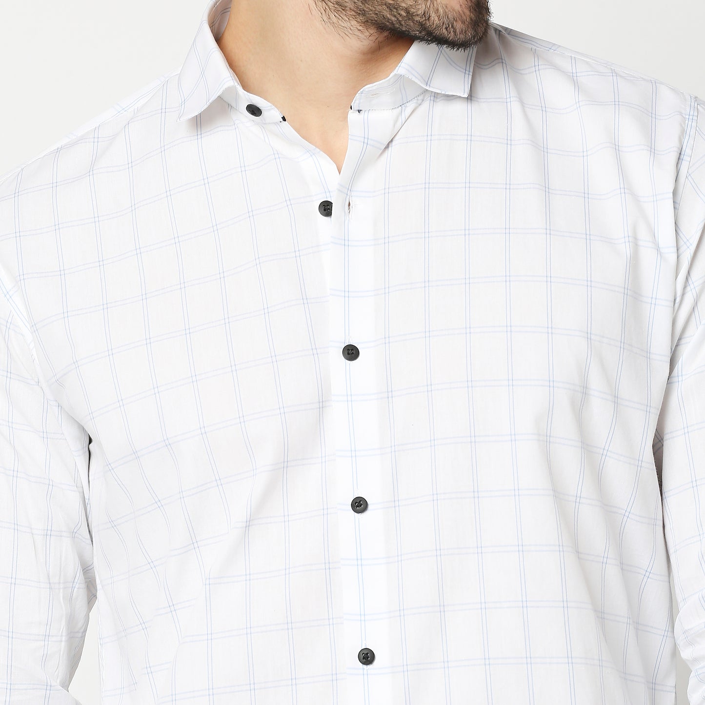 Fostino White Checks Full Sleeves Shirt - Fostino - Shirts & Tops