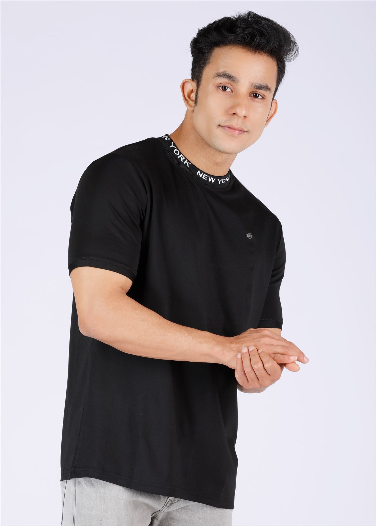 Fostino Newyork Black Round Neck T-Shirt - Fostino - T-Shirts