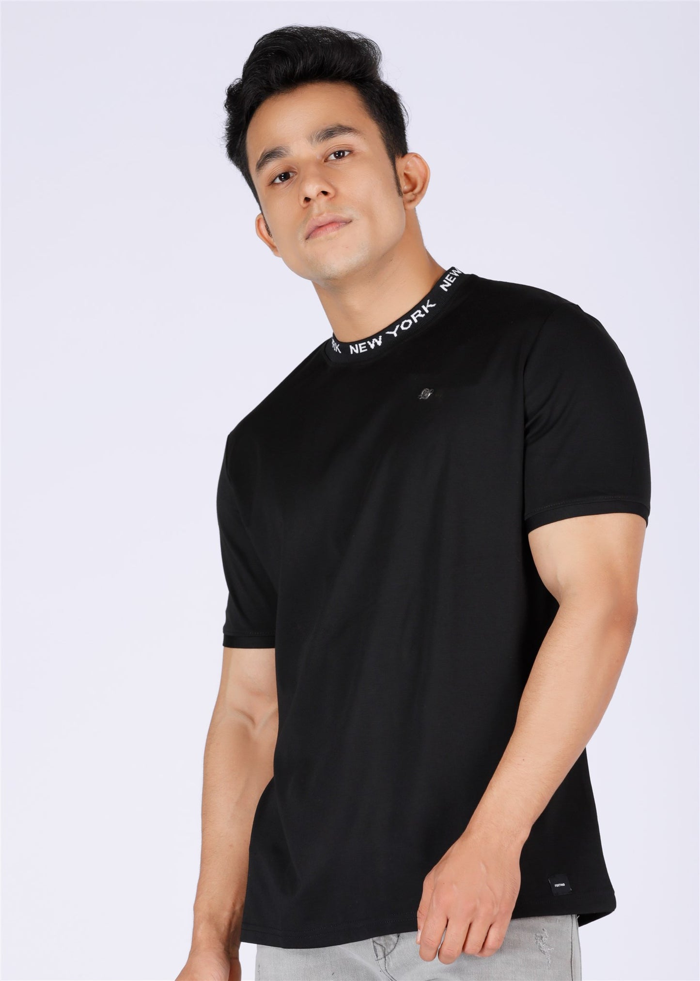 Fostino Newyork Black Round Neck T-Shirt - Fostino - T-Shirts