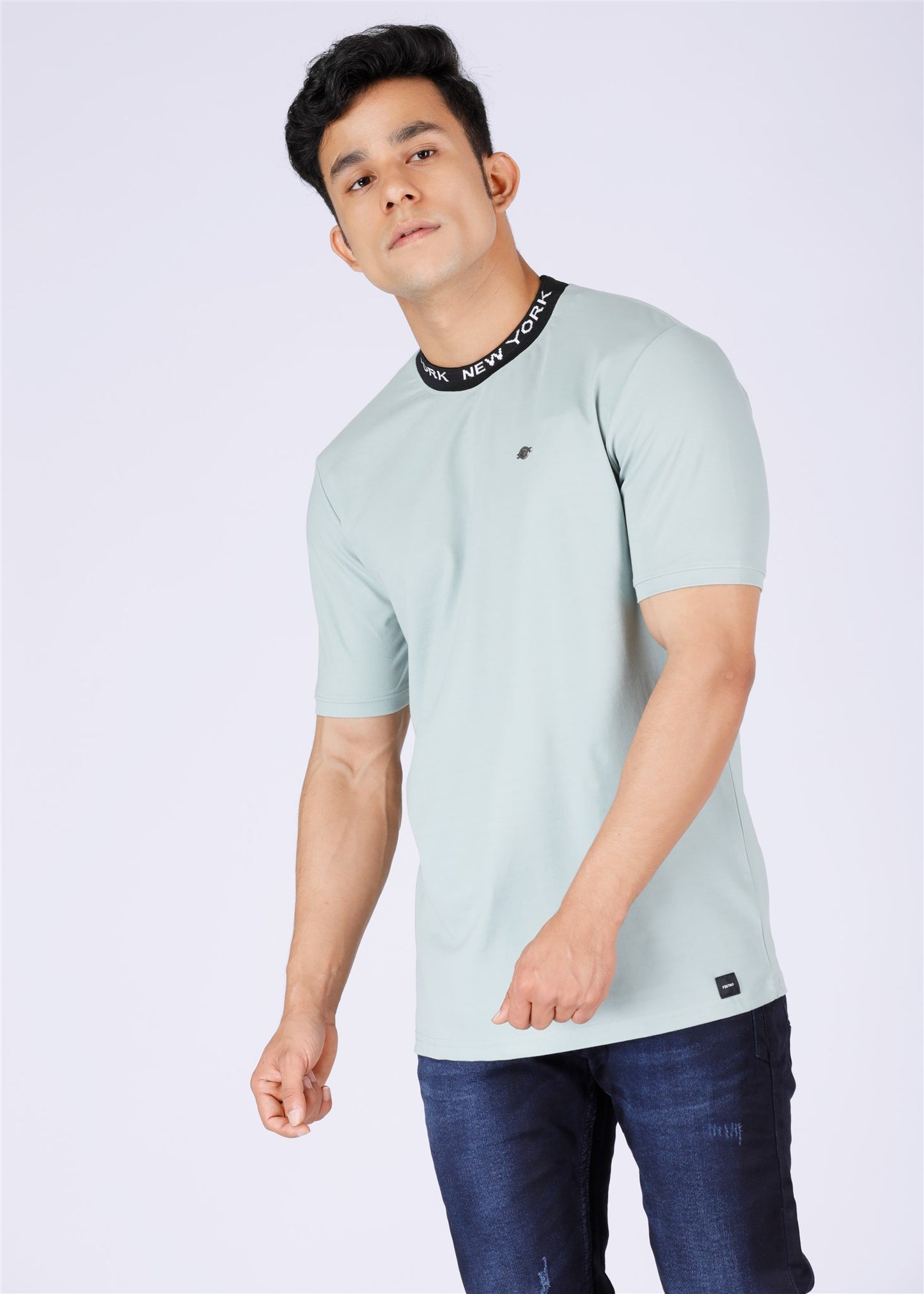 Fostino Newyork Green Round Neck T-Shirt - Fostino - T-Shirts