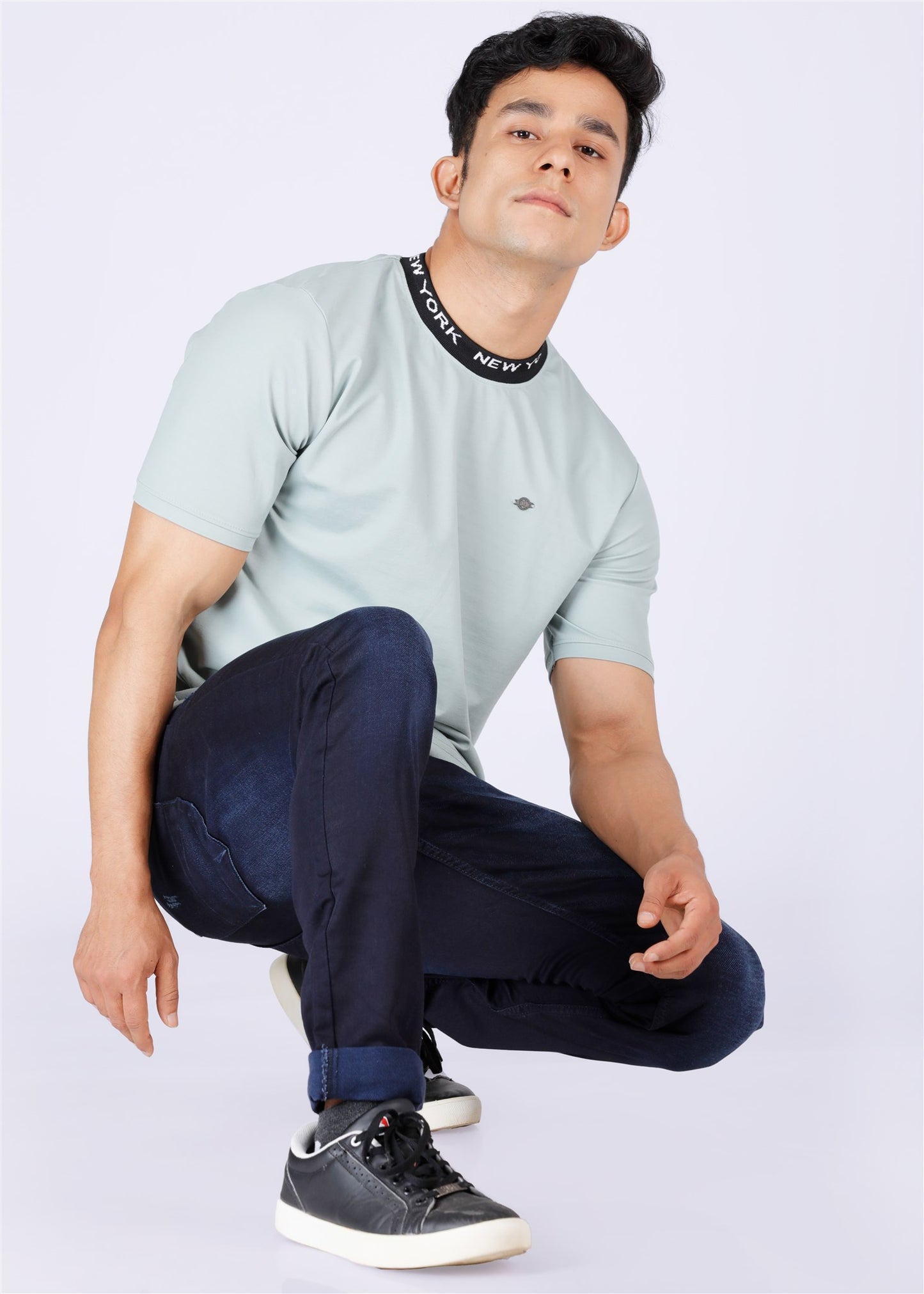 Fostino Newyork Green Round Neck T-Shirt - Fostino - T-Shirts