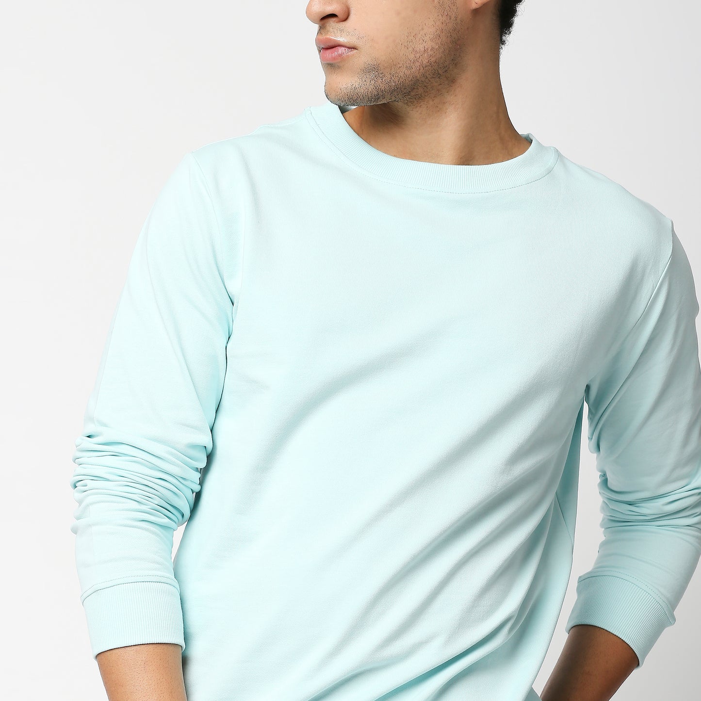 Fostino Vintage Sky Blue Plain Full Sleeves Tshirt - Fostino Shirts & Tops